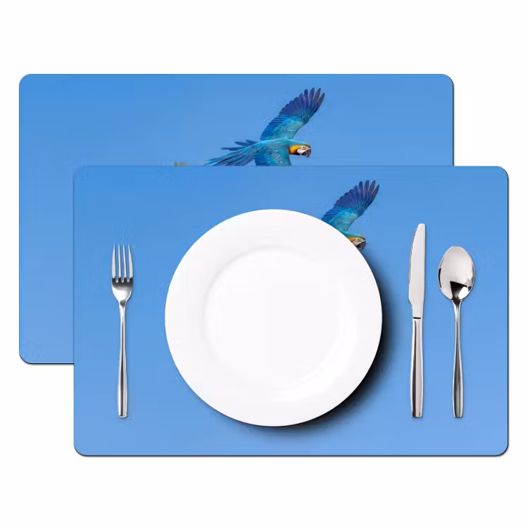Set de table – 6 pièces - Perroquet - Mouches - Bleu - Jaune — 2