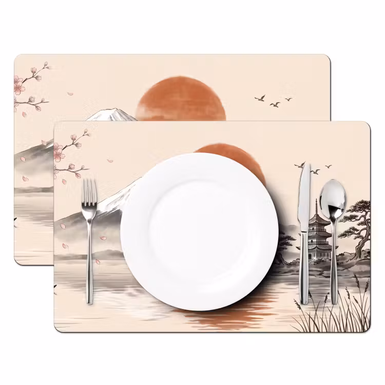 Set de table – 6 pièces - Sommet de montagne - Lac - Fleur — 2