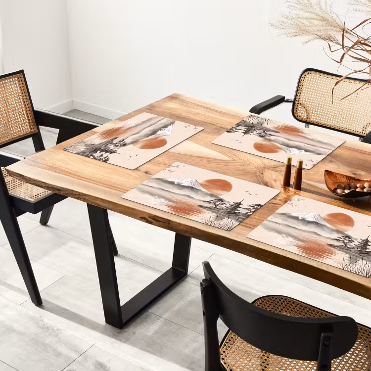 Set de table – 6 pièces - Sommet de montagne - Lac - Fleur — 4