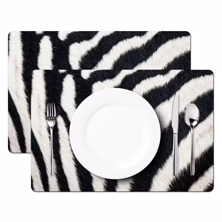 Set de table – 6 pièces - Zèbre - Manteau - Classique - Noir - Blanc — 2