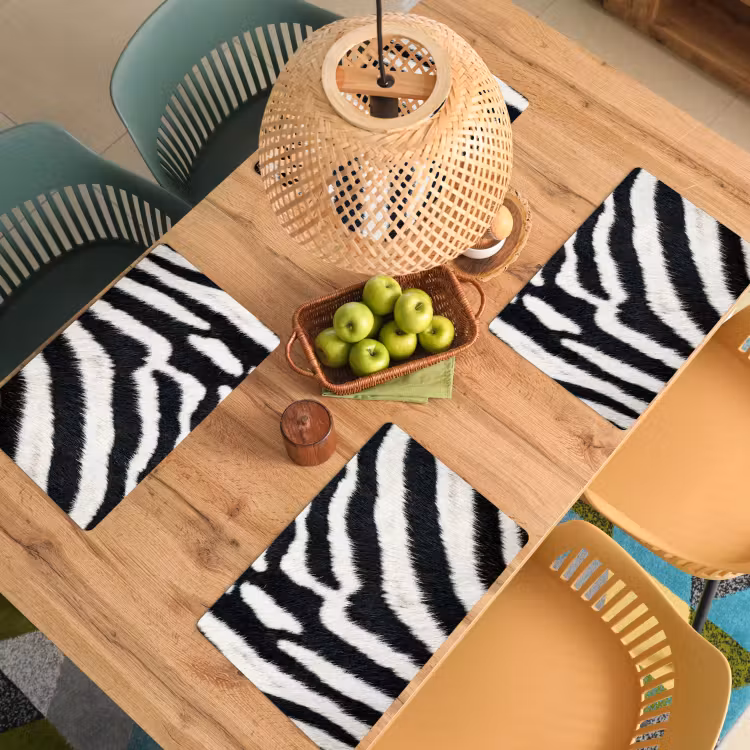 Set de table – 6 pièces - Zèbre - Manteau - Classique - Noir - Blanc — 3