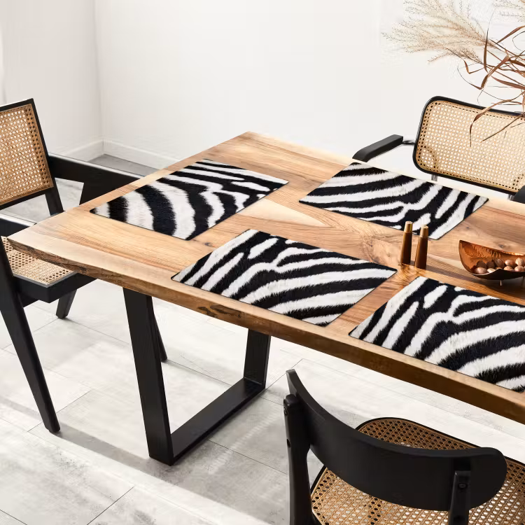 Set de table – 6 pièces - Zèbre - Manteau - Classique - Noir - Blanc — 4