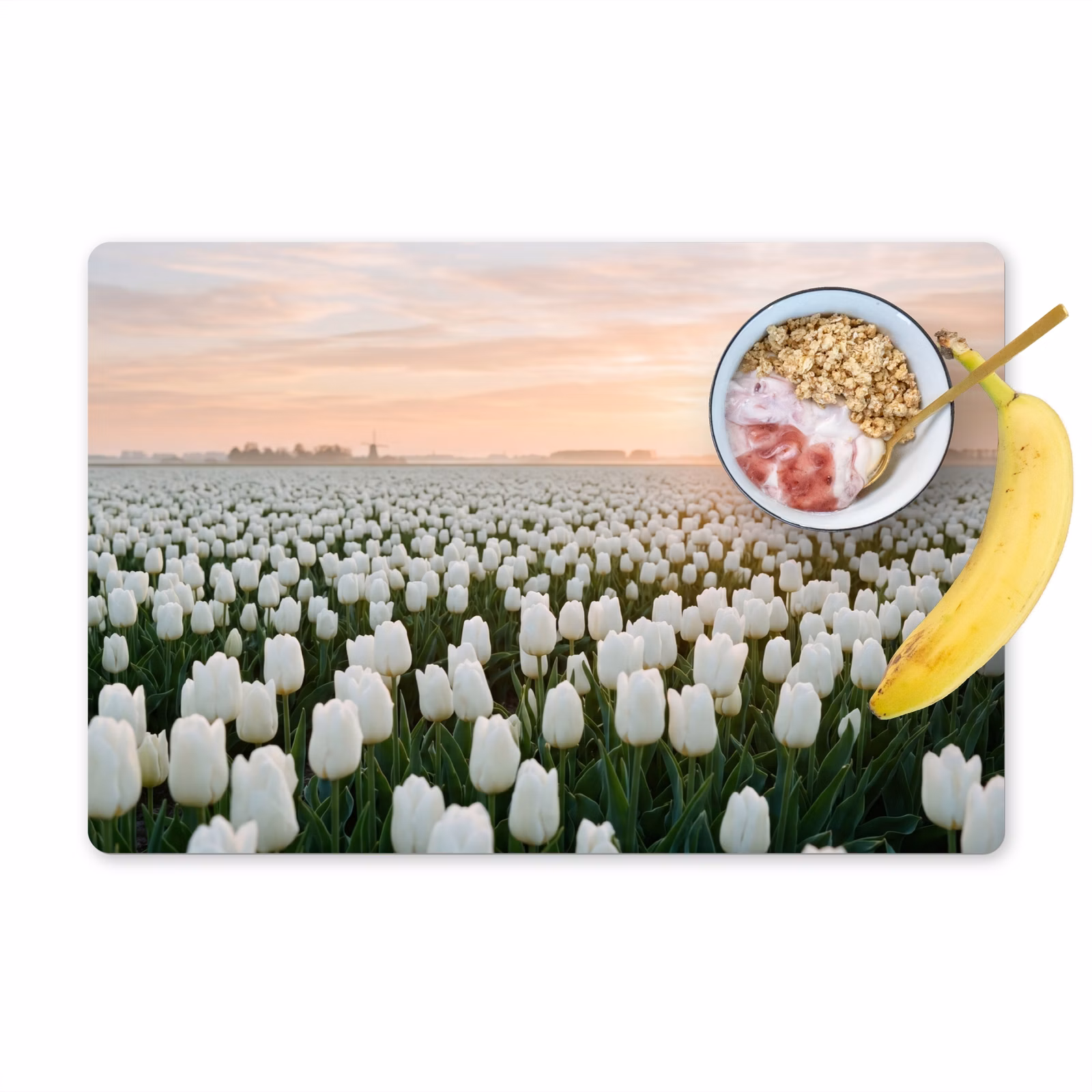 Set de table – 6 pièces - Tulipes - Paysage - Blanc — 1