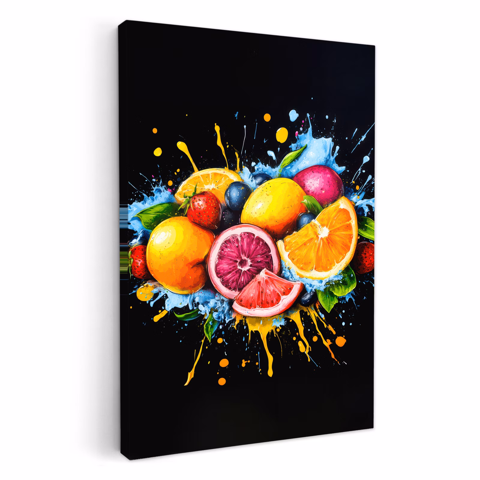 Tableau sur toile - Fruit - Graffiti - coloré - orange - fraise - abstrait — 1
