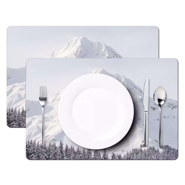 Set de table – 6 pièces - Montagne - Neige - Hiver - Nature - Blanc — 2