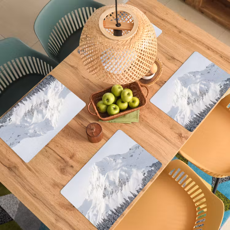 Set de table – 6 pièces - Montagne - Neige - Hiver - Nature - Blanc — 3