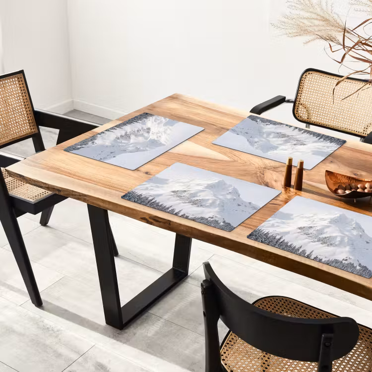Set de table – 6 pièces - Montagne - Neige - Hiver - Nature - Blanc — 4