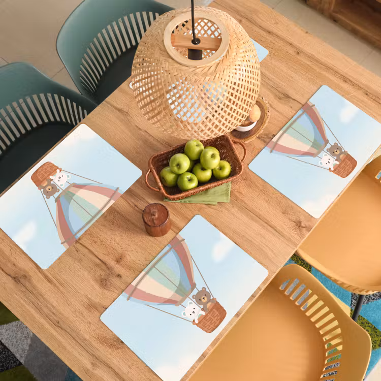 Set de table – 6 pièces - Montgolfière - Ours - Pastel — 3