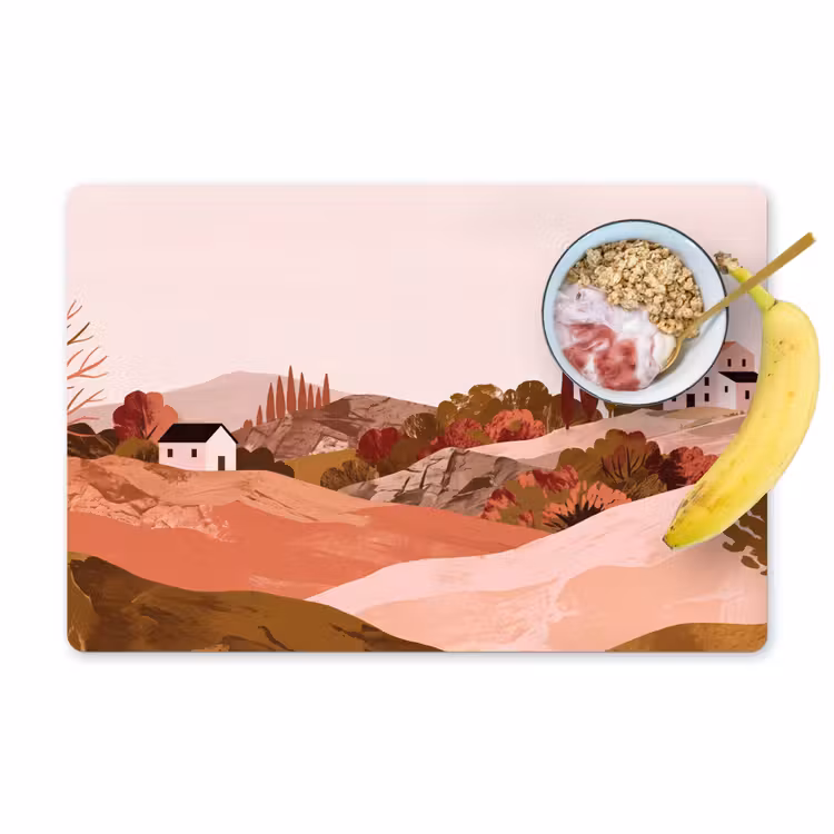 Set de table – 6 pièces - Paysage de colline - Graphique - Terracotta — 1