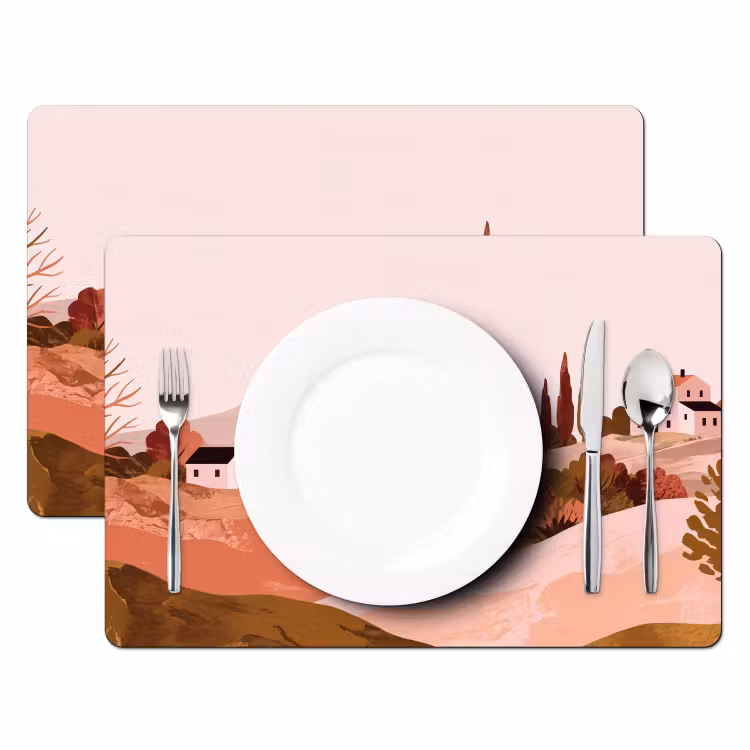 Set de table – 6 pièces - Paysage de colline - Graphique - Terracotta — 2