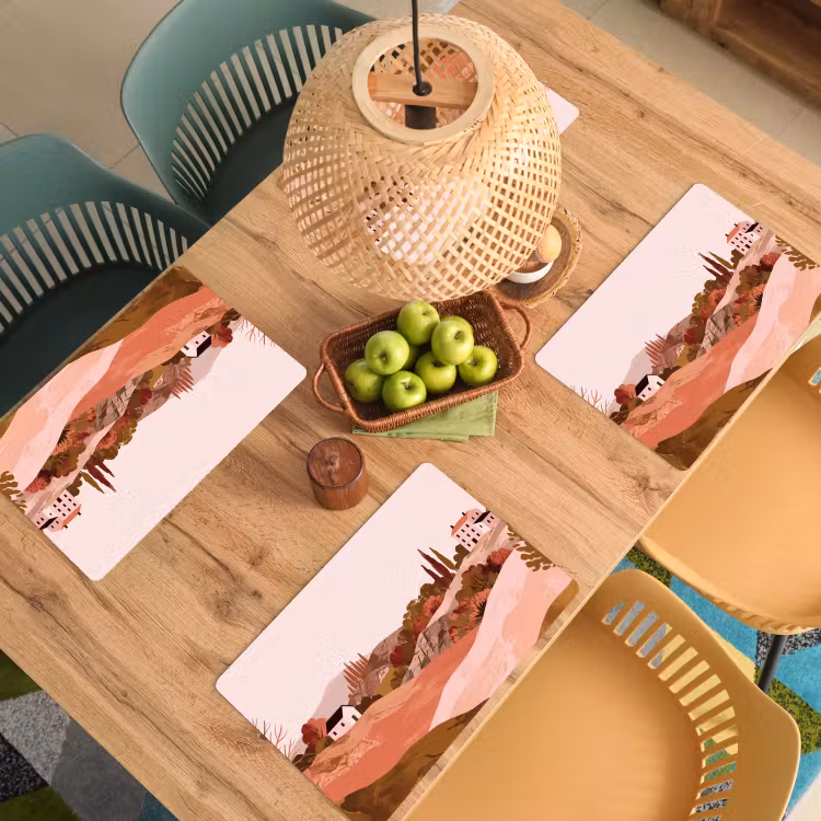 Set de table – 6 pièces - Paysage de colline - Graphique - Terracotta — 3