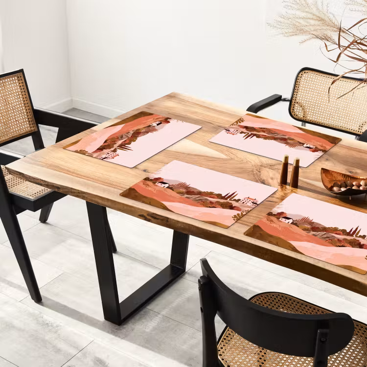 Set de table – 6 pièces - Paysage de colline - Graphique - Terracotta — 4