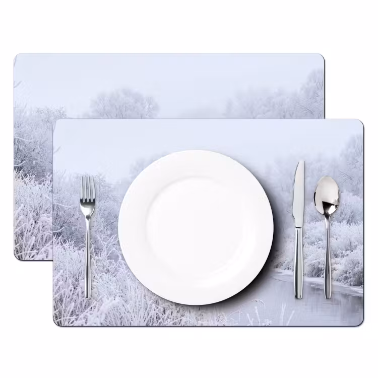 Set de table – 6 pièces - Rivière - Neige - Forêt - Hiver - Scénique — 2