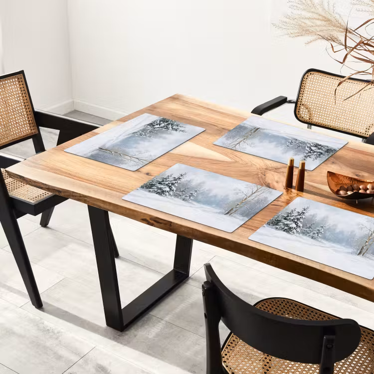 Set de table – 6 pièces - Sentier forestier - Pin - Neige - Hiver - Reposant — 4