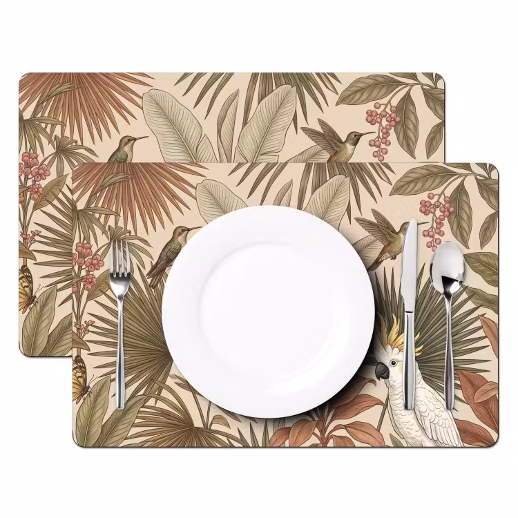 Set de table – 6 pièces - Tropical - Oiseaux - Beige — 2
