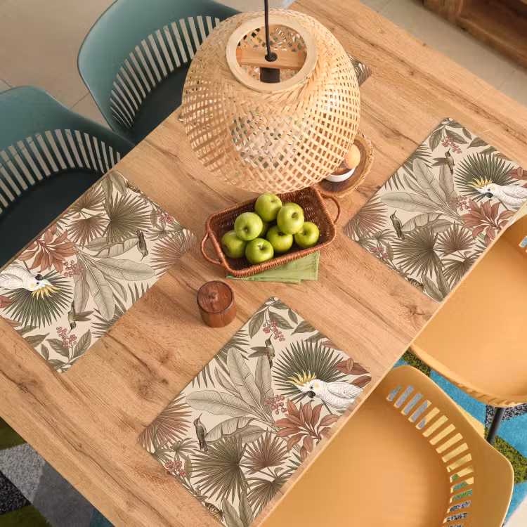 Set de table – 6 pièces - Tropical - Oiseaux - Beige — 3