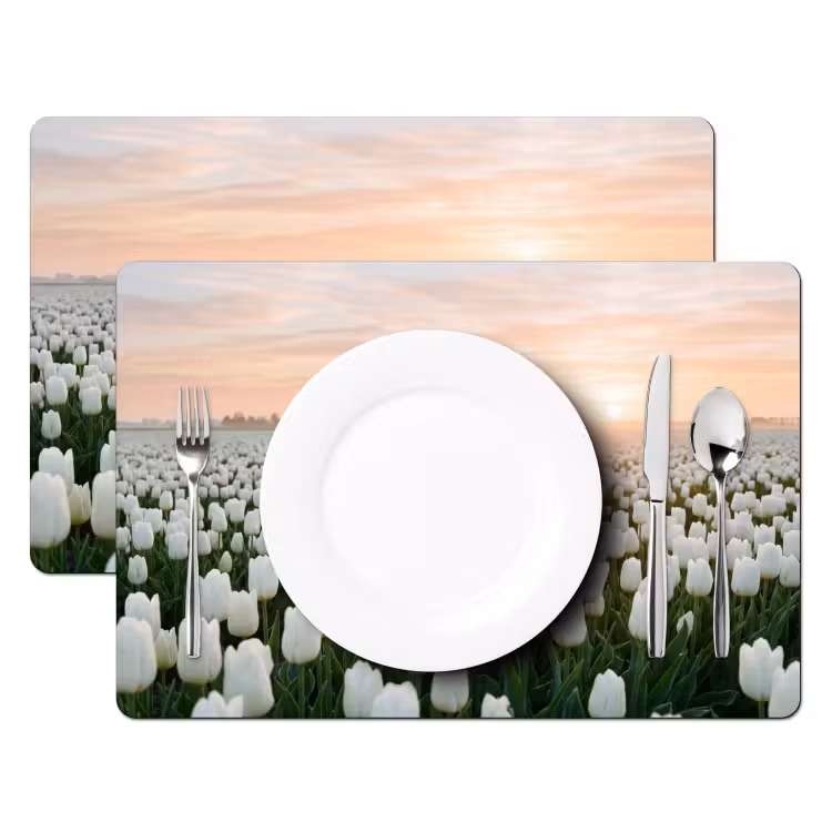 Set de table – 6 pièces - Tulipes - Paysage - Blanc — 2