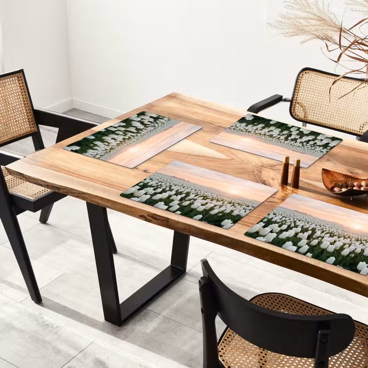Set de table – 6 pièces - Tulipes - Paysage - Blanc — 4