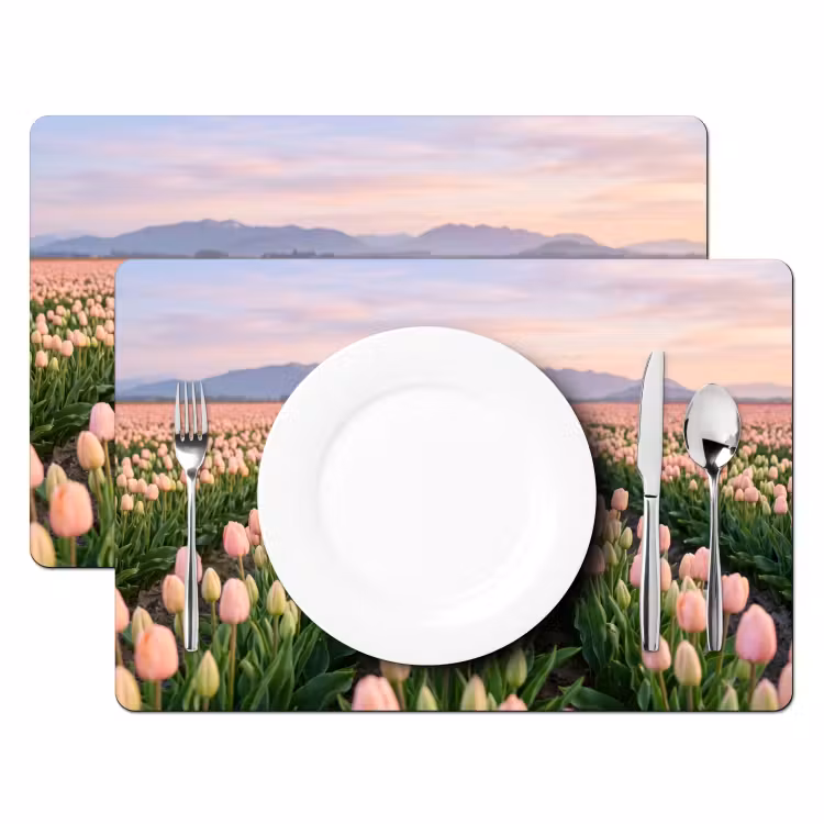 Set de table – 6 pièces - Tulipes - Paysage - Rose — 2