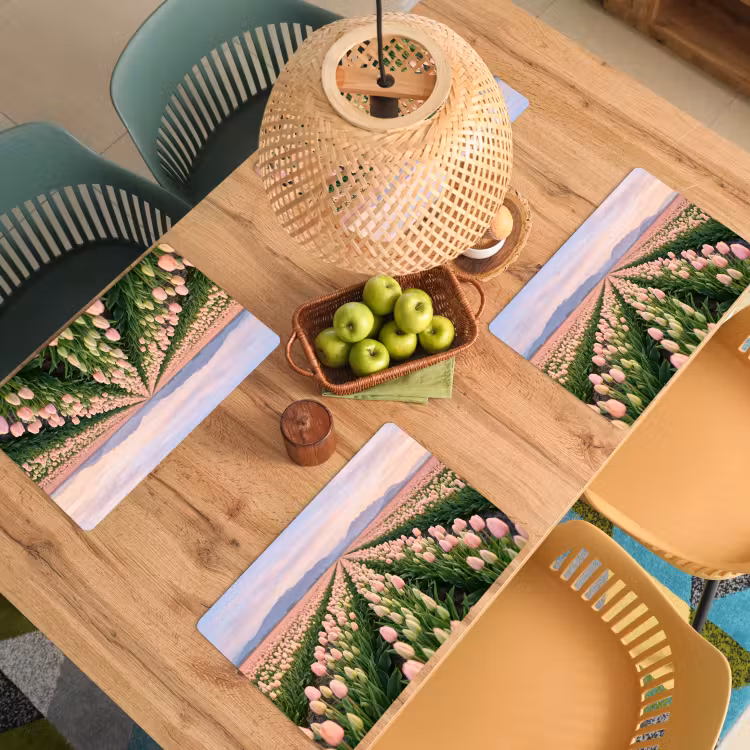 Set de table – 6 pièces - Tulipes - Paysage - Rose — 3
