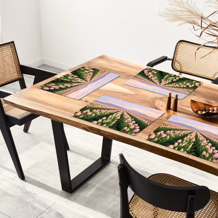 Set de table – 6 pièces - Tulipes - Paysage - Rose — 4