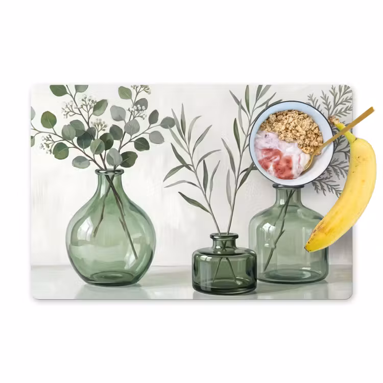 Set de table – 6 pièces - Vases - Feuilles - Vert — 1