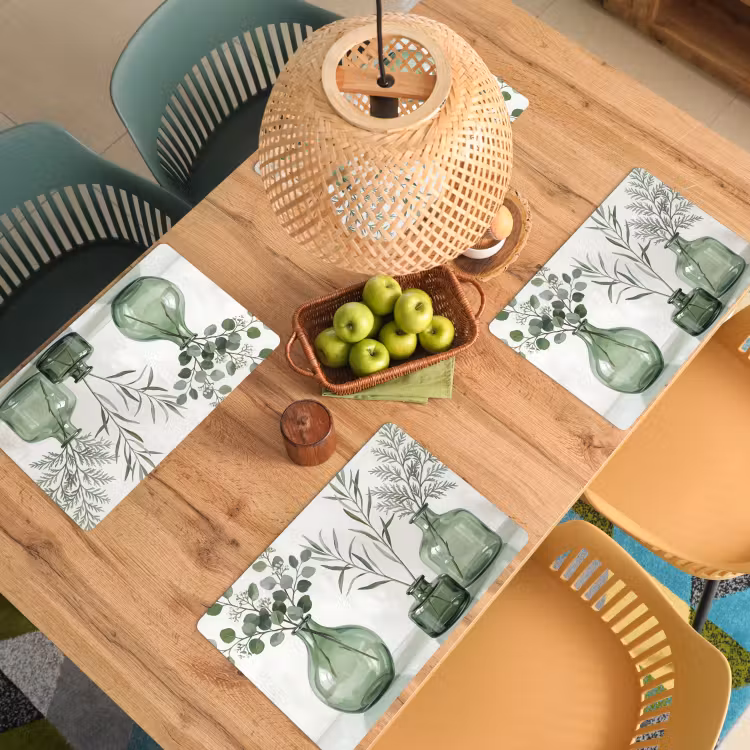 Set de table – 6 pièces - Vases - Feuilles - Vert — 3