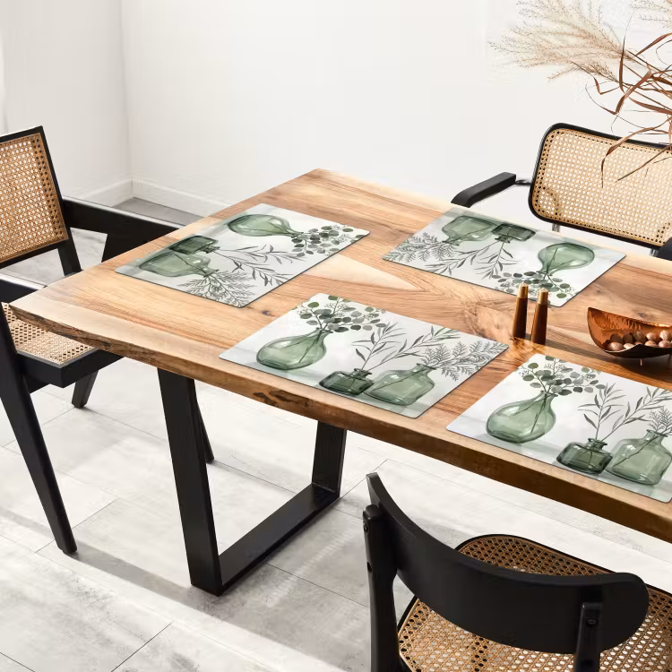 Set de table – 6 pièces - Vases - Feuilles - Vert — 4