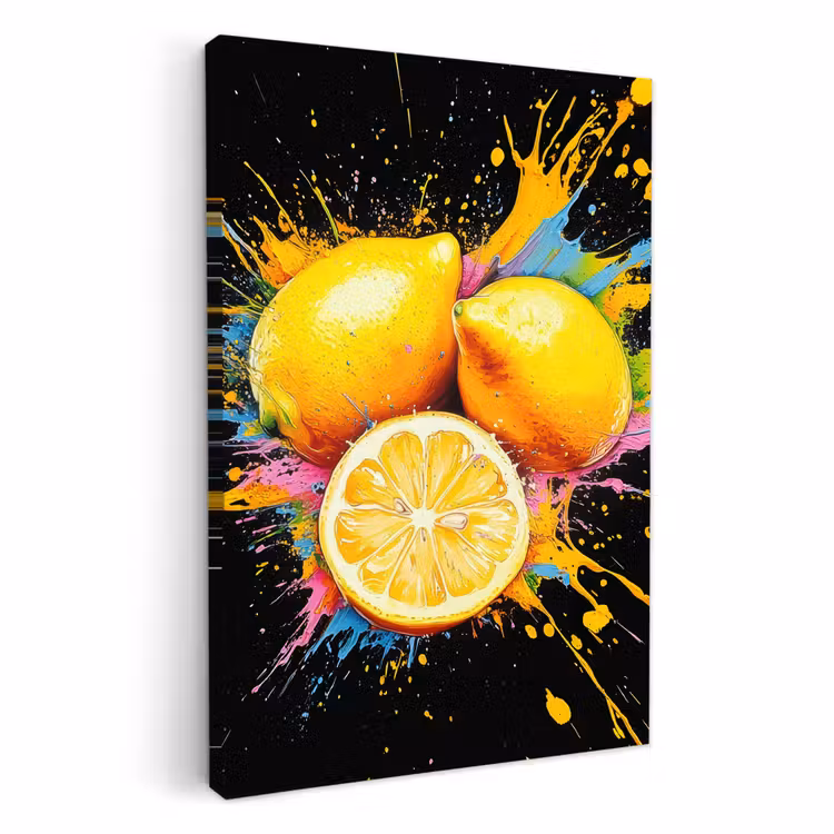 Tableau sur toile - Citron - Graffiti - Coloré - Peinture - Moderne — 1