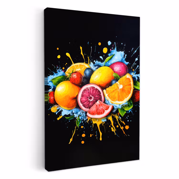 Tableau sur toile - Fruit - Graffiti - coloré - orange - fraise - abstrait — 1