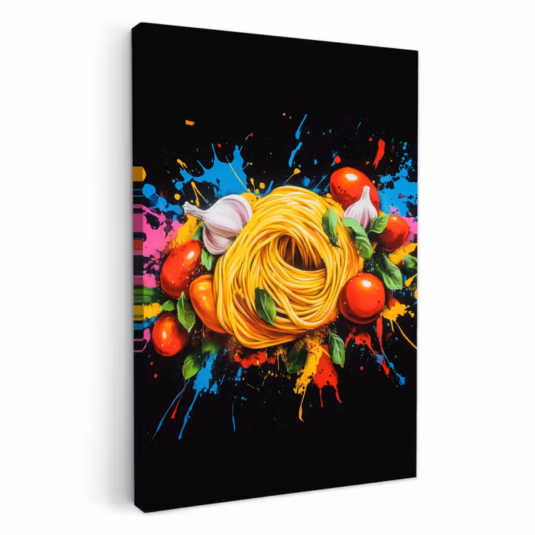 Tableau sur toile - Spaghetti - Graffiti - Peinture - Coloré - Nourriture - Moderne — 1