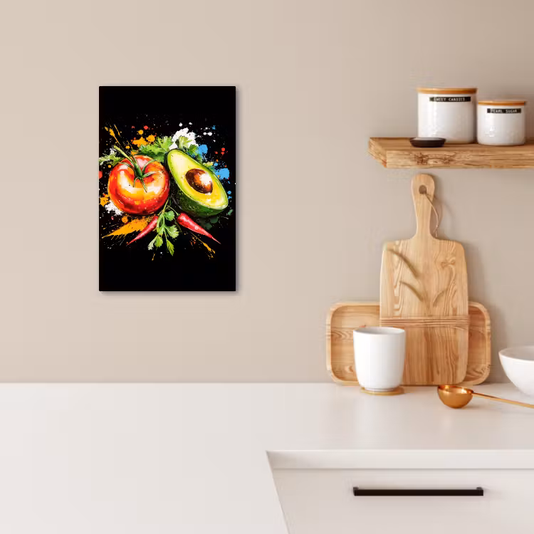 Tableau sur toile - Tomate - Avocat - Poivron - Graffiti - Peinture - Moderne — 2