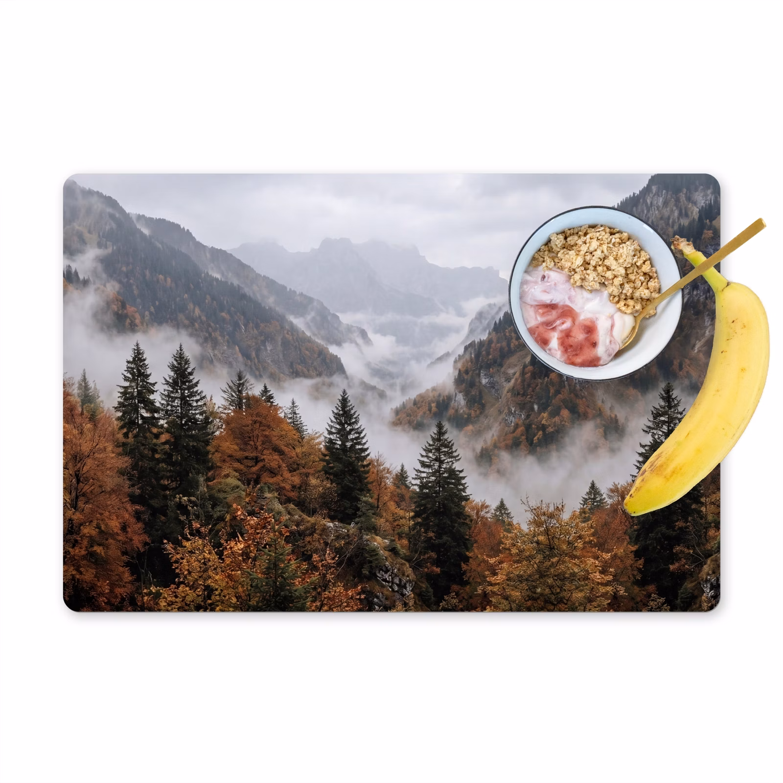 Set de table – 6 pièces - Montagnes - Vallée - Brume - Automne - Nature — 1