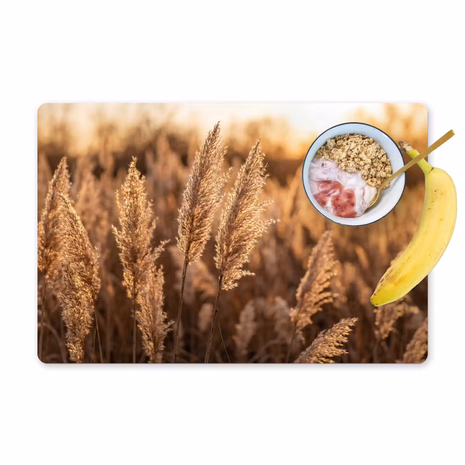 Set de table – 6 pièces - Plumes de roseau - Herbe - Coucher de soleil - Or - Serein — 1