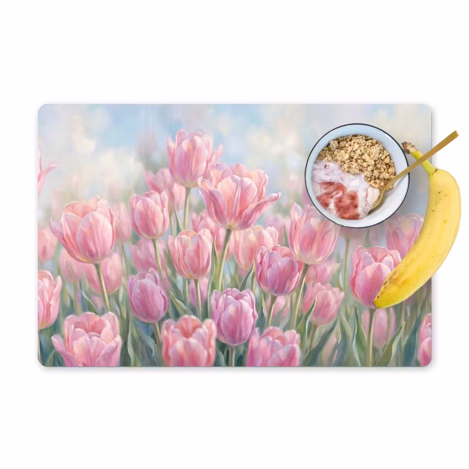 Set de table – 6 pièces - Tulipes - Champ - Printemps - Rose — 1