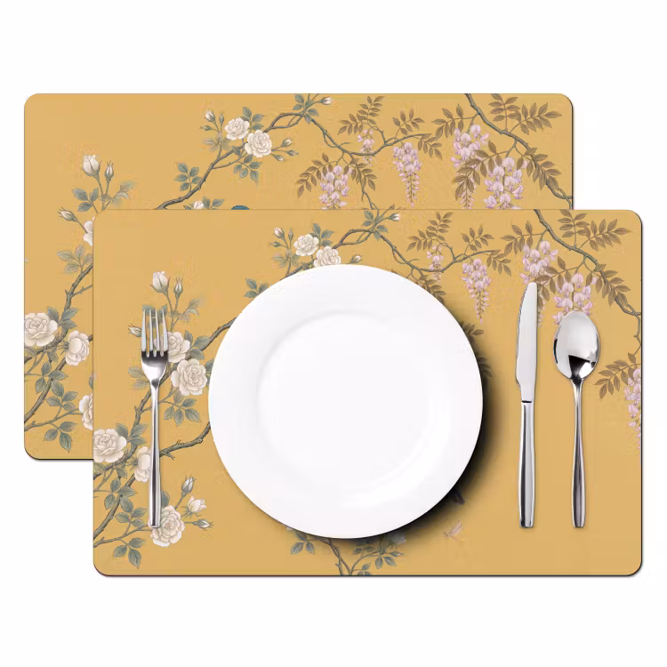 Set de table – 6 pièces - Martin-pêcheurs - Blossom - Jaune — 2