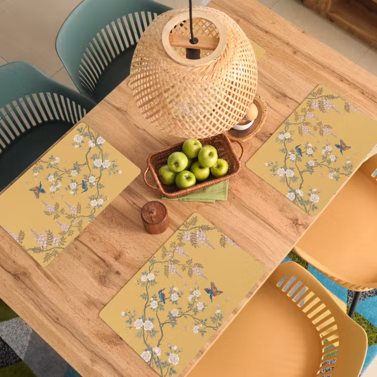Set de table – 6 pièces - Martin-pêcheurs - Blossom - Jaune — 3
