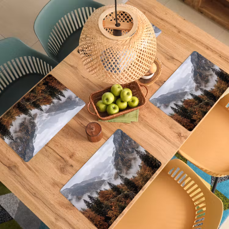 Set de table – 6 pièces - Montagnes - Vallée - Brume - Automne - Nature — 3