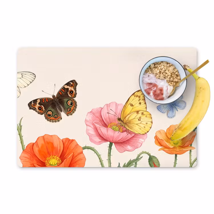 Set de table – 6 pièces - Papillons - Coquelicots - Illustration - Coloré — 1