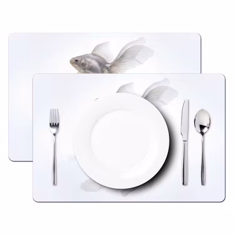 Set de table – 6 pièces - Poisson rouge - Moderne - Blanc — 2