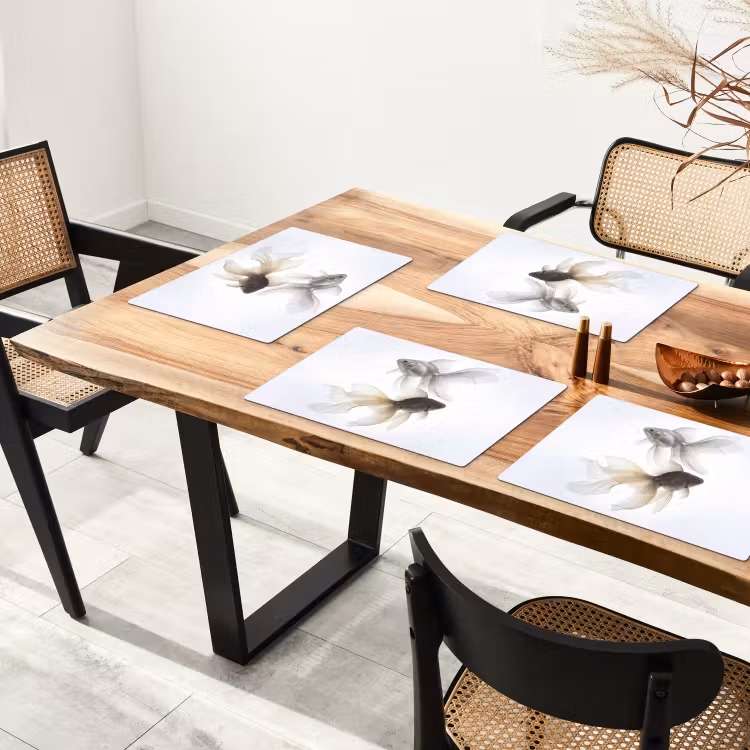 Set de table – 6 pièces - Poisson rouge - Moderne - Blanc — 4