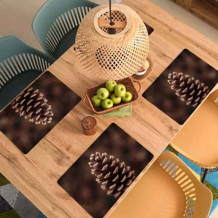 Set de table – 6 pièces - Pomme de pin - Forêt - Automne - Marron - Atmosphérique — 3