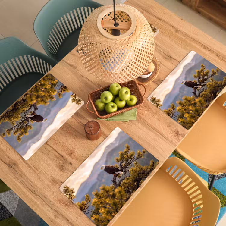 Set de table – 6 pièces - Pygargue à tête blanche - Arbre - Montagne - Vert — 3