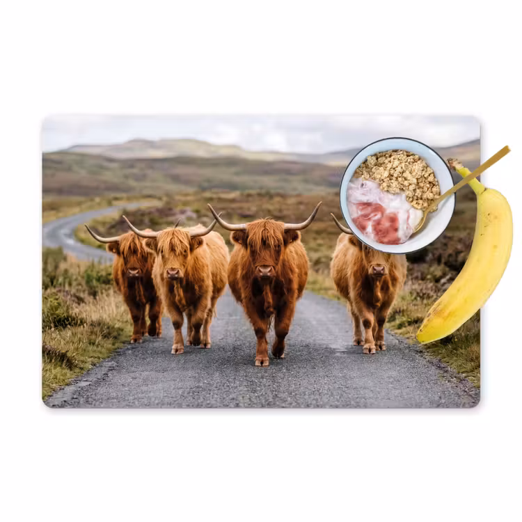 Set de table – 6 pièces - Scottish Highlanders - Route - Paysage - Troupeau — 1