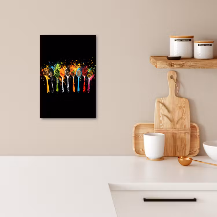 Tableau sur toile - Cuillères - Épices - Moderne - Graffiti - Peinture - Coloré — 2