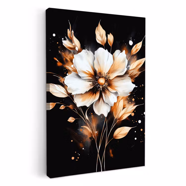 Tableau sur toile - Fleur - Peinture - Or - Graffiti - Moderne — 1