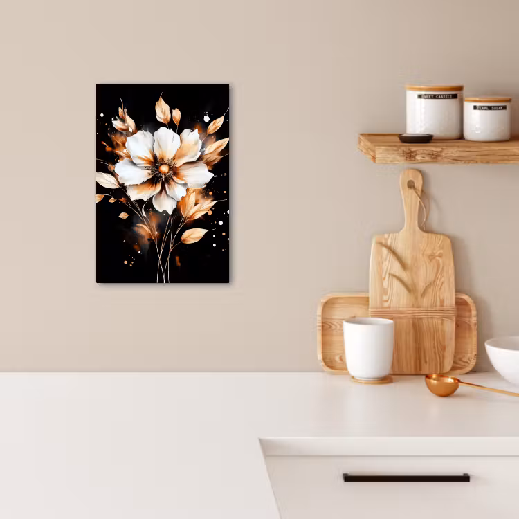 Tableau sur toile - Fleur - Peinture - Or - Graffiti - Moderne — 3