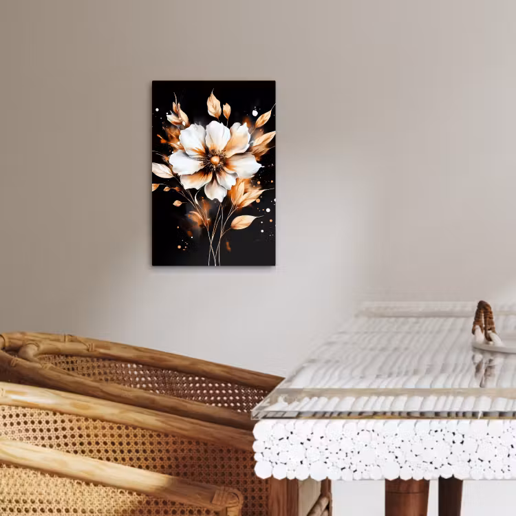 Tableau sur toile - Fleur - Peinture - Or - Graffiti - Moderne — 4