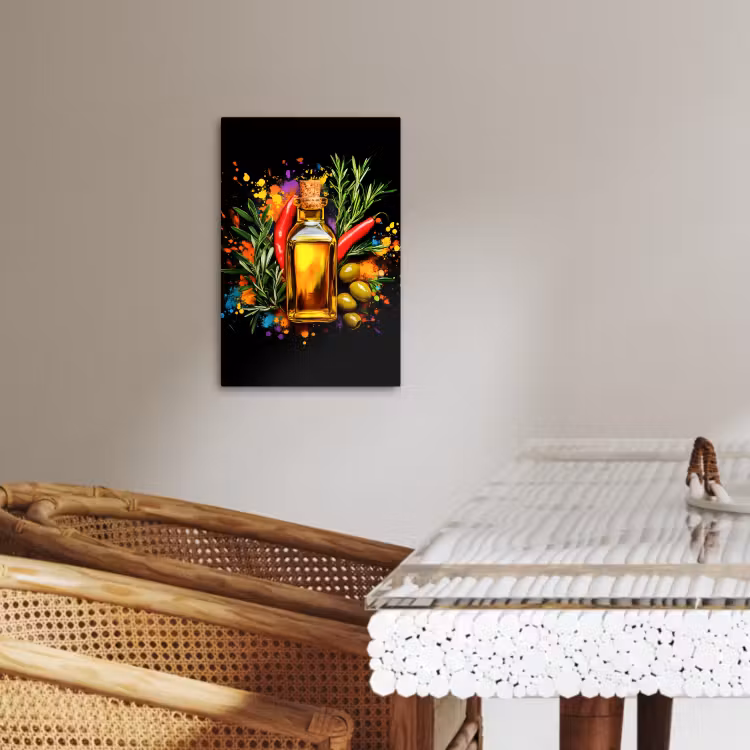 Tableau sur toile - Huile d'olive - Graffiti - Poivre - Olives - Moderne — 2
