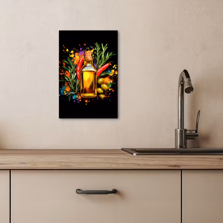 Tableau sur toile - Huile d'olive - Graffiti - Poivre - Olives - Moderne — 4